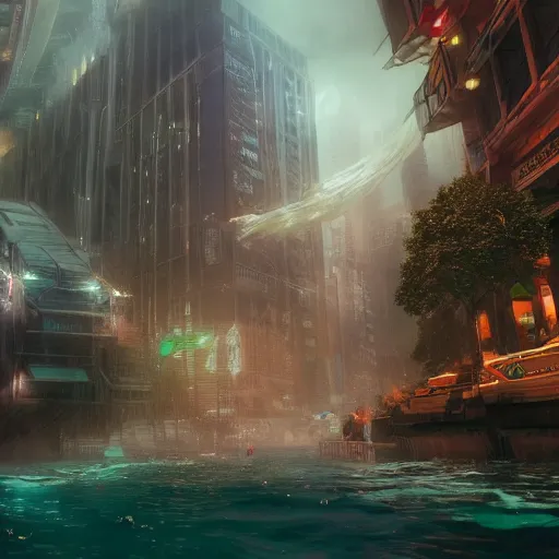 Prompt: City under the water ,cinematic shot, epic, volumetric lighting, made by Stanley Artgerm Lau, WLOP, Rossdraws, ArtStation, CGSociety, concept art, cgsociety, octane render, trending on artstation, artstationHD, artstationHQ, unreal engine, 4k, 8k,