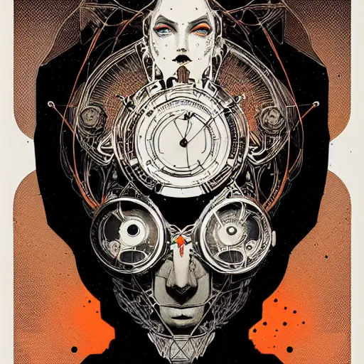 Image similar to portrait top light, by killian eng and joe fenton and martin deschambault and conrad roset, inspired by victorian steampunk, orange and grey only, etching and paint wash, fine sharp high detail,