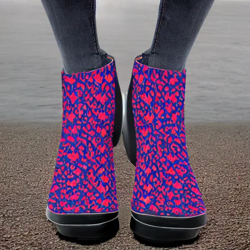 Image similar to outrun incongruous textured galoshes pattern, symmetrical