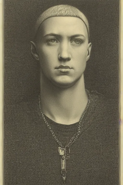 Image similar to portrait of eminem, Gustave Dore lithography