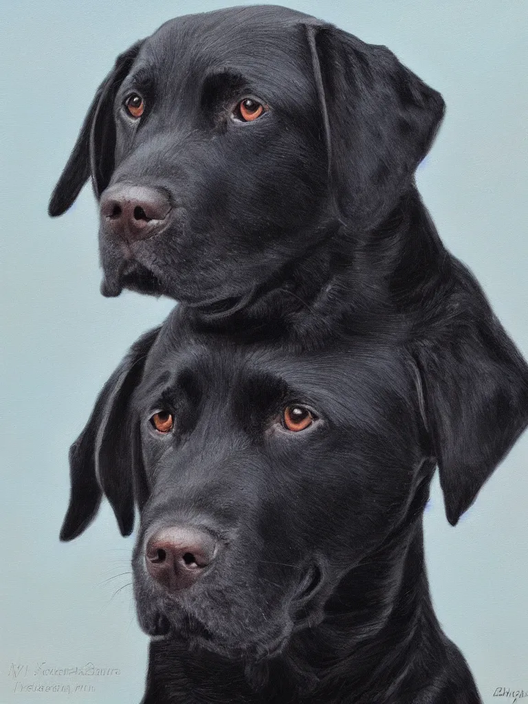 Prompt: oil on canvas portrait of a black labrador retriever, high quality, professional, museum, art