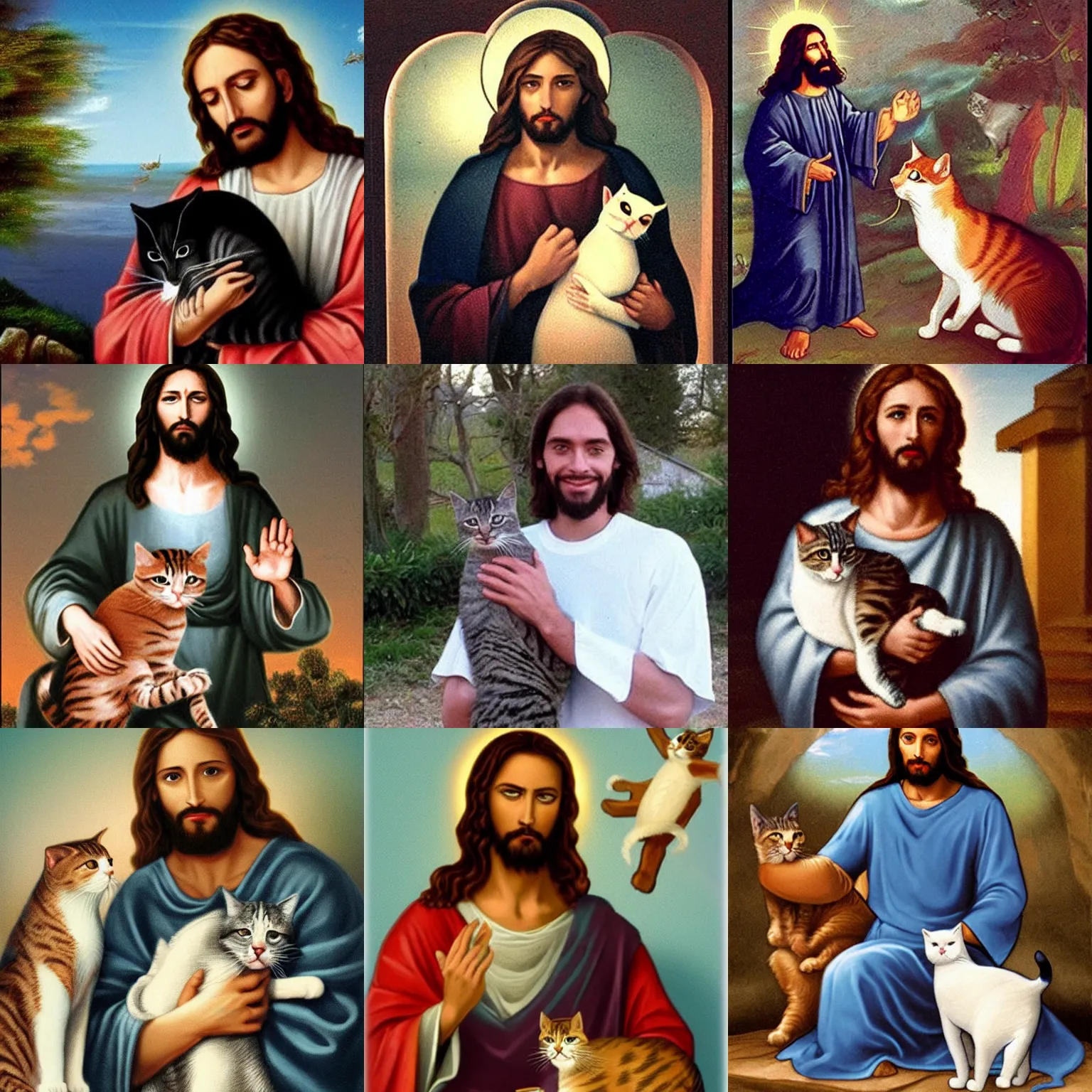 Prompt: jesus with cat