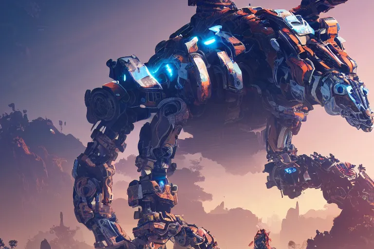 Image similar to rollerback machine mecanical creature robot of horizon forbidden west horizon zero dawn bioluminiscence global illumination ray tracing hdr fanart arstation by ian pesty and alena aenami artworks in 4 k