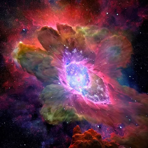 Image similar to a beautiful and intricate The Omega Nebula an example of an emission nebula is widely spreaded in the galaxy in a style of Carl Larsson, Hyper detailed, 8K3d, Trending on Artstation. rendered in cinema4d, Vray Octane, Hyper realism.