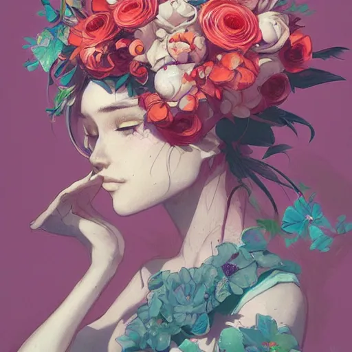 Prompt: a bouquet of flowers by James Jean and Ross Tran, trending on artstation, lo-fi vibe