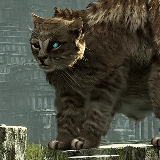 Image similar to cat designed for shadow of the colossus