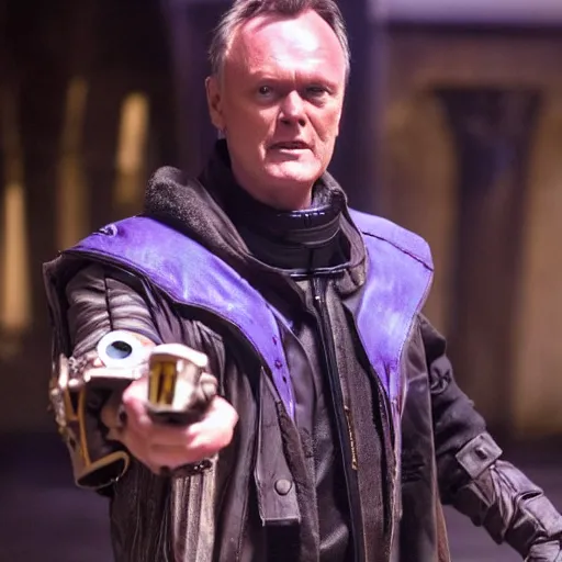 Image similar to Anthony Head as Cyberpunk Uther