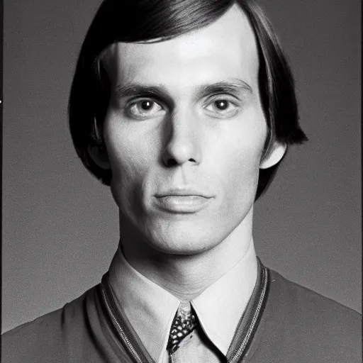 Image similar to A photograph portrait of Jerma985 with short-medium length hair a combover wearing early 1970s menswear in the early 1970s, taken in the early 1970s, grainy, taken on a 1970s Kodak Camera, realistic, hyperrealistic, very realistic, highly detailed, very detailed, extremely detailed, detailed, digital art, trending on artstation, colorized photo