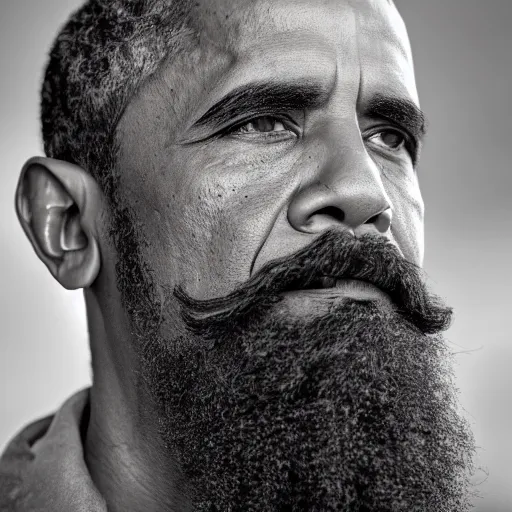 Image similar to obama with beard, xf iq 4, 1 5 0 mp, 5 0 mm, f / 1. 4, iso 2 0 0, 1 / 1 6 0 s, natural light, adobe photoshop, adobe lightroom, dxo photolab, polarizing filter, sense of depth, ai enhanced, hdr