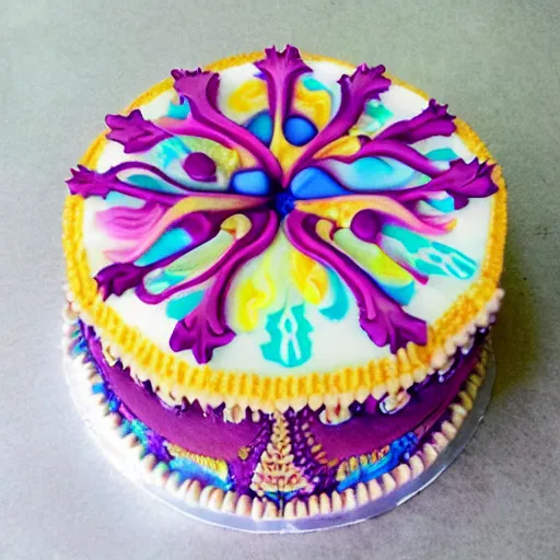 Image similar to infinite intricacy of fractal birthday cakes in fractional dimensions