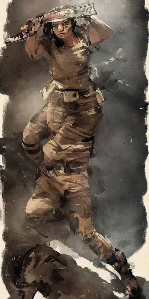 Prompt: a female peshmerga turning into a wolf, by Rafael Albuquerque, trending on Artstation