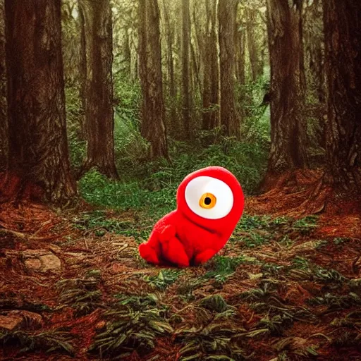 Prompt: very very very very cute chibi baby elmo, portrait, pixar style, forest background, cinematic lighting, award winning creature portrait photography