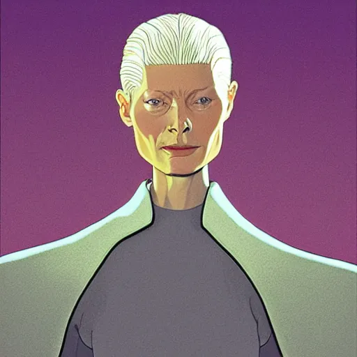 Image similar to tilda swinton retro minimalist portrait by jean giraud, moebius starwatcher comic, 8 k