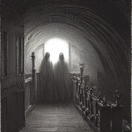 Image similar to a haunted attic by Gustave Doré Greg Rutkowski