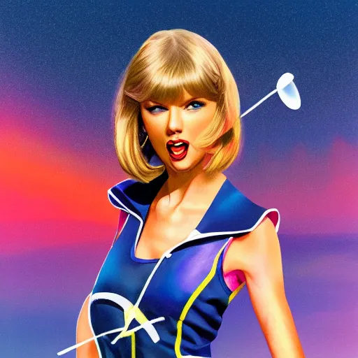 Prompt: Taylor Swift as Olivia Newton John in Grease as Lola Bunny in Space Jam (1996), colorful, fun, photorealistic, detailed, by Alan Moore Asher Duran, Tooth Wu ((Greg Rutkowski)), octane render