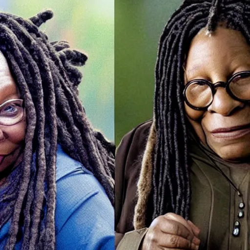 Image similar to whoopi goldberg as hagrid from harry potter movie