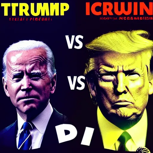 Prompt: “trump vs biden in alien vs predator movie poster style”