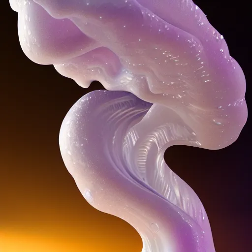 Image similar to 3 d fluid simulation render, octane render, xparticles, white colors, female bodies, white carved abstract sculpture, amethyst mineral quartz, swirly curls, abstract white fluid, golden edges and fractals