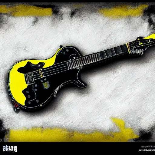 Image similar to black Pistol with yellow hydraulic parts concept art, white background