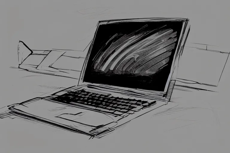 Image similar to concept art for a left handed laptop, digital art