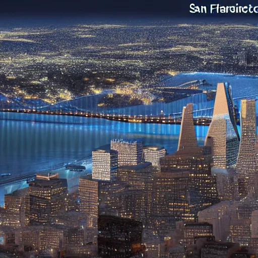 Image similar to san francisco in 2 0 5 0 hyperoptimistic, awe inspiring jubilant, concept art, hd rendering