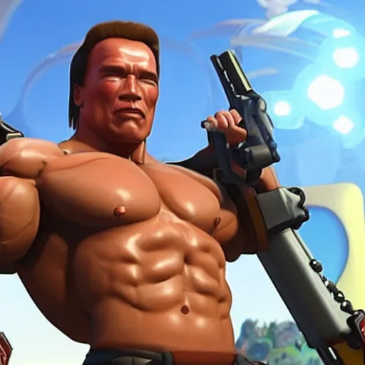 Image similar to a screenshot of arnold schwarzenegger in overwatch