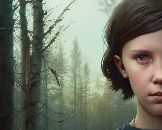 Image similar to highly detailed portrait of millie bobby brown, in the walking dead, stephen bliss, unreal engine, fantasy art by greg rutkowski, loish, rhads, ferdinand knab, makoto shinkai and lois van baarle, ilya kuvshinov, rossdraws, tom bagshaw, global illumination, radiant light, detailed and intricate environment