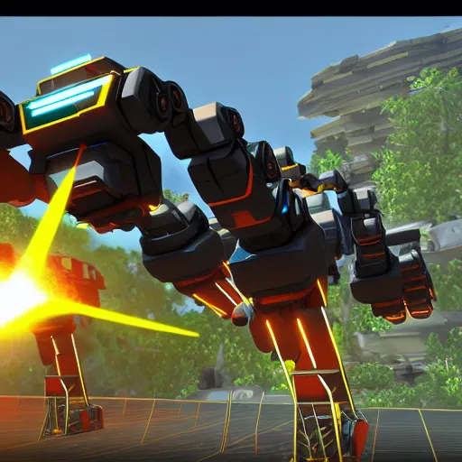 Image similar to screenshot from the game robocraft of a railgun bot, 8 k resolution