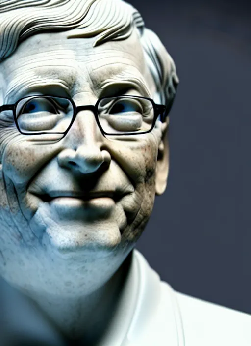 Prompt: bill gates as marble statue, soft surface texture, very realistic 3 d render, soft sun lights, 4 k, high detailed photography result