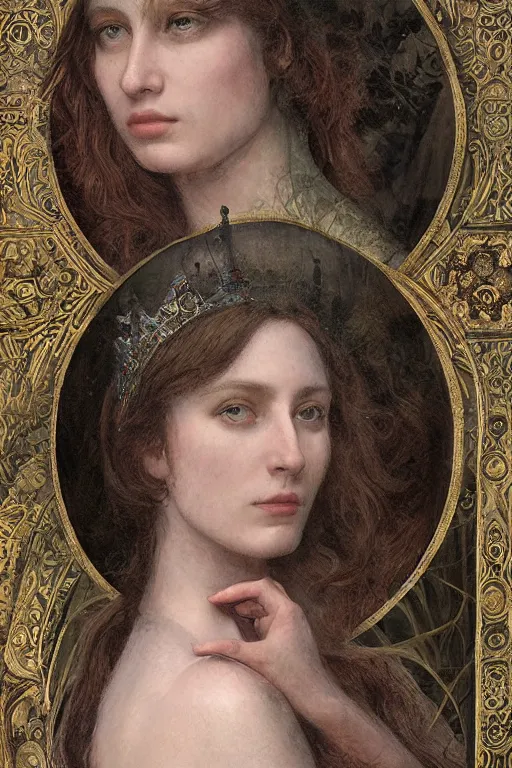 Prompt: elaborately hyperdetailed pre-raphaelite illustration of an extremely beautiful regal woman with an imponent crown, eerie mist and ethereal pink bubbles, Aetherpunk, atmospheric lighting, bright background, moonlight, high fantasy professionally painted digital art painting, smooth, sharp focus, highly detailed illustration highlights, backlight, golden ratio, 8K detail post-processing, symmetrical facial features, rich deep moody colors, award winning picture, Daily Deviation on DeviantArt, trending on cgsociety, featured on ArtstationHQ, very coherent symmetrical artwork, concept art
