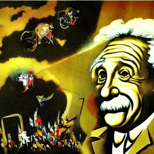 Image similar to Albert Einstein running the tour the france by Dave McKean