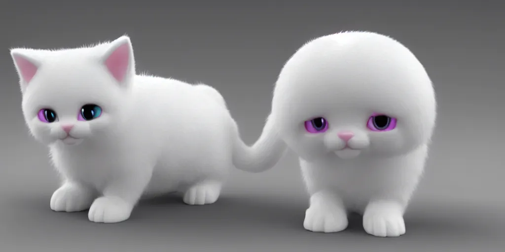 Image similar to marshmallow fur white kitten ice cream, 3 d render, 8 k, pixar style