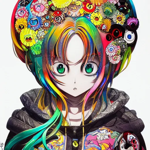 Image similar to an anime worm girl, beautiful shadowing, 3 d shadowing, reflective surfaces, illustrated completely, 8 k beautifully detailed pencil illustration, extremely hyper - detailed pencil illustration, intricate, epic composition, very very kawaii, masterpiece, bold complimentary colors. stunning masterfully painted by takashi murakami