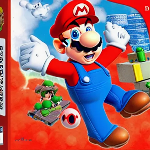 Image similar to Mario with gun on the cover of Super Mario Warzone, Nintendo DS, 2005, cover art