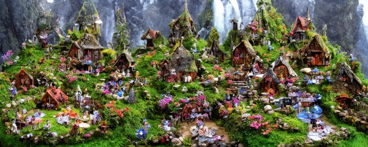 Image similar to fairy village on a mountain