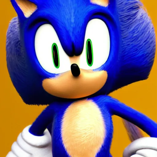 Prompt: a mugshot of sonic the hedgehog, photorealistic, rtx on