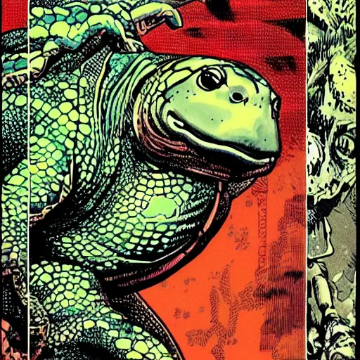 Image similar to anthropomorphic turtle hero by q hayashida