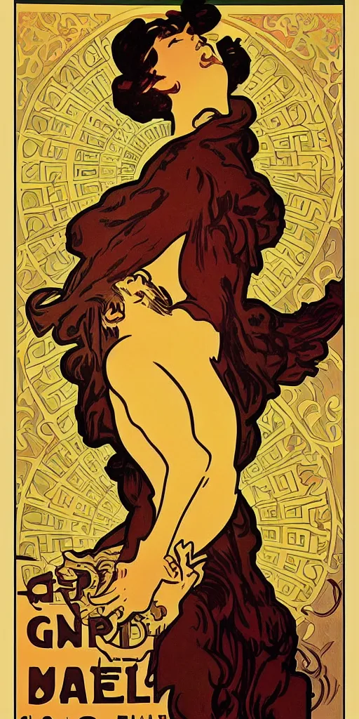 Image similar to Garfield poster style by designer Maurice Pillard-Verneuil, alphonse mucha, maxfield parrish