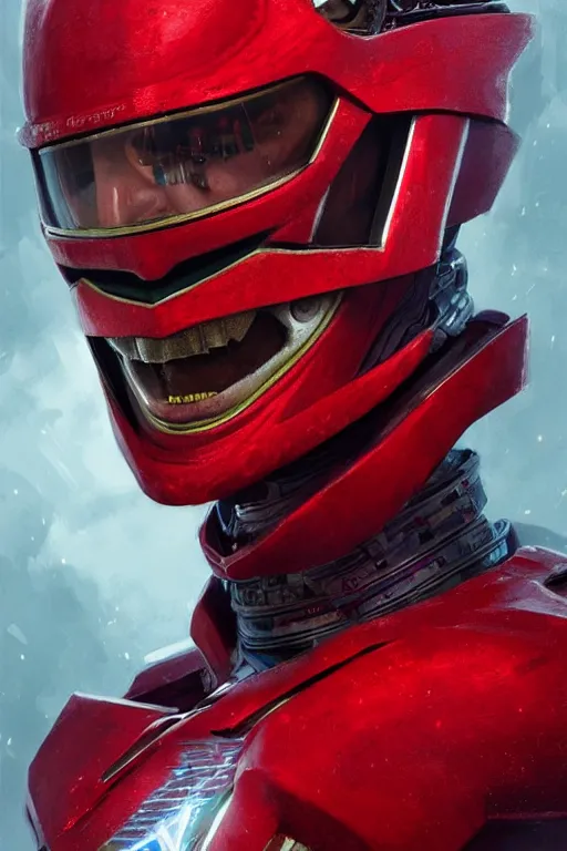 Image similar to portrait of stephen hawking as red ranger from power rangers, intricate, highly detailed, smooth, artstation, digital illustration by Ruan Jia and Mandy Jurgens and Artgerm and Wayne Barlowe and Greg Rutkowski and Zdislav Beksinski