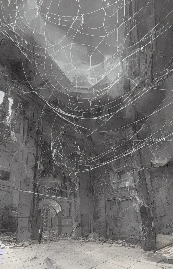 Prompt: an abandoned building, bubble, circular, cobweb, eerie, old, tall, fantasy, 1 9 8 0, artstation, digital art,