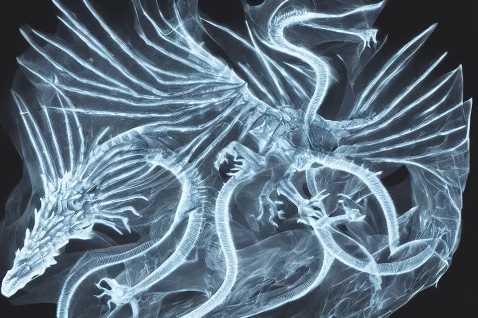 Image similar to x - ray photos of dragons.