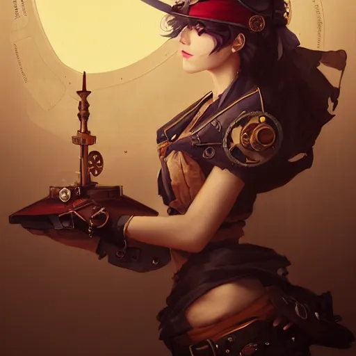 Image similar to portrait of a steampunk pirate, by guweiz and wlop and artgerm