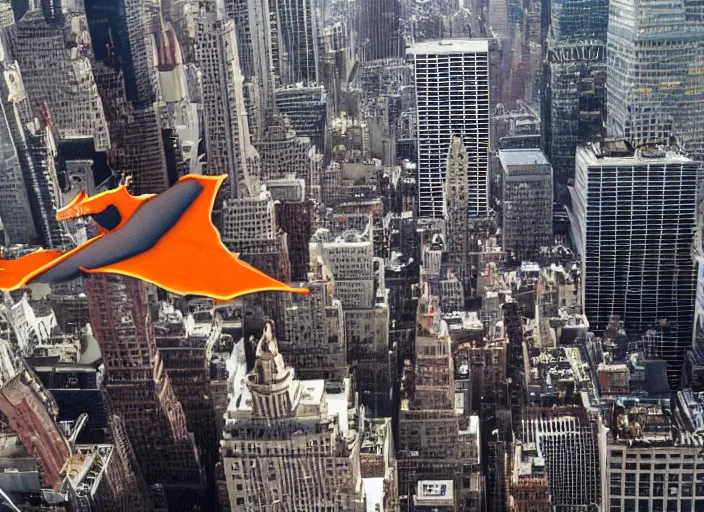 Prompt: charizard flying above new york, film still in the new batman movie, 4 k