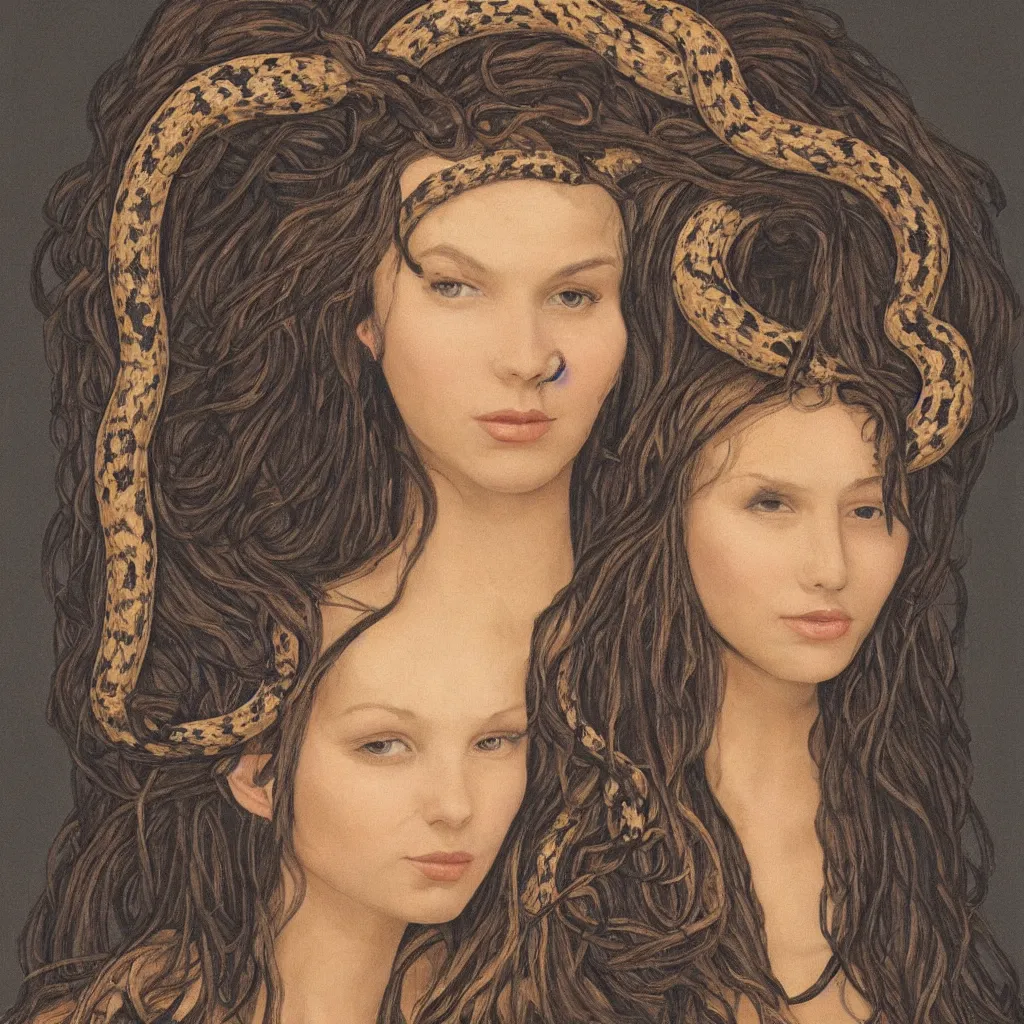 Image similar to Symmetrical portrait of a beautiful woman with snakes in her hair