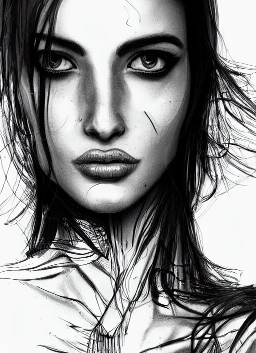 Prompt: up close portrait of a beautiful woman in black and white, photorealistic, upper body, in the style of kevin Kostic, art by diego fazio and diegoKoi stanley lau, intricate, elegant, hyper sharp focus, artgerm, 8k highly detailed