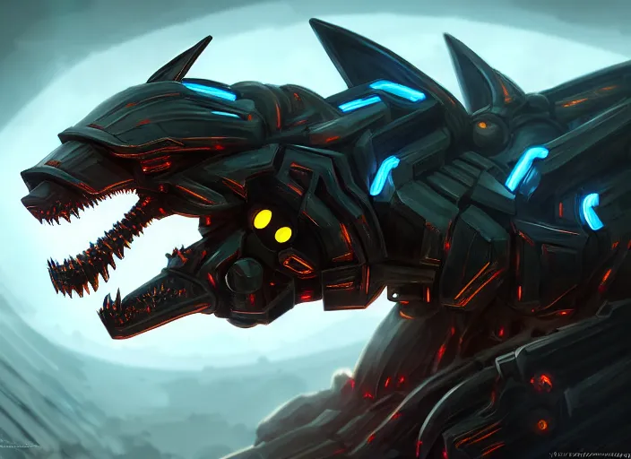 Prompt: hyper realistic, epic, highly detailed cinematic fukll, shot of a gigantic feral robot mecha canine, sharp dragon claws, detailed glowing head, metal ears, cannon mounted on back, sleek armor, glowing visor, detailed sharp claws, digital art, furry art, macro art, dragon art, furaffinity, deviantart, sofurry