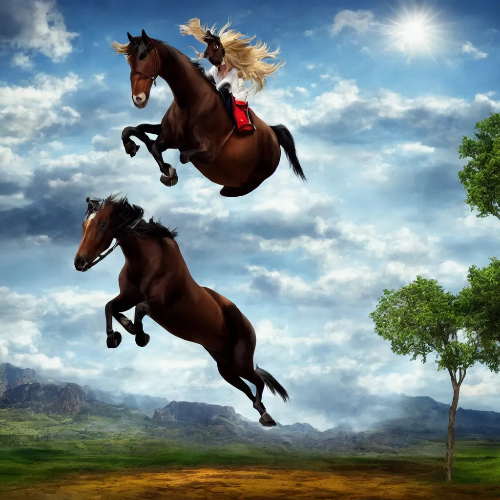 wild horse jumping