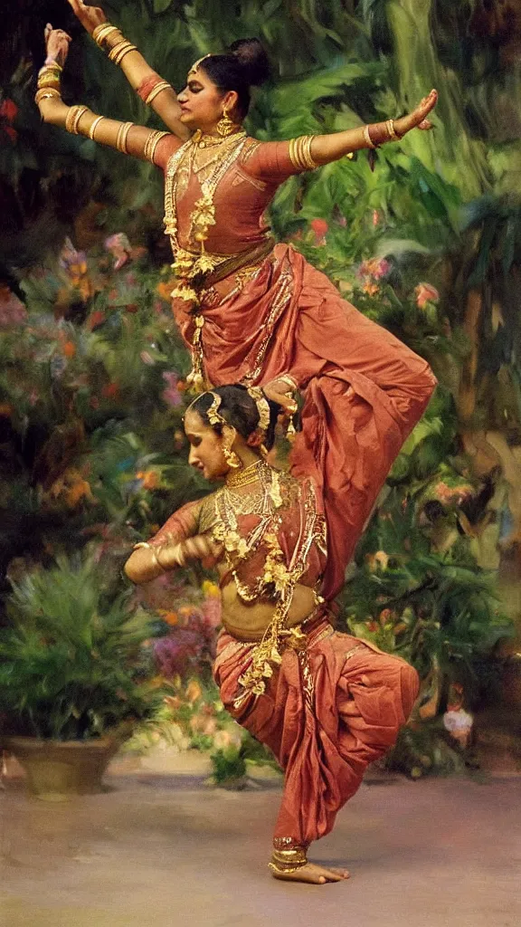 Prompt: a rabbit dancing bharatanatyam in botanical room by john singer sargent, cinematic, detailed