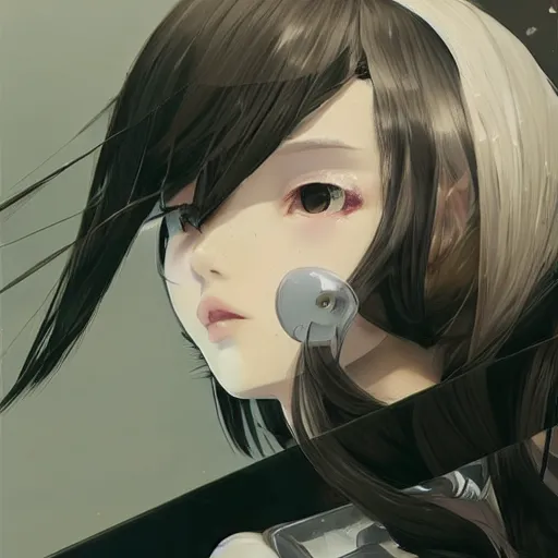 Image similar to luxury advertisement, white and golden colors. highly detailed post-cyberpunk sci-fi close-up schoolgirl in asian city in style of cytus and deemo, mysterious vibes, by Ilya Kuvshinov, by Greg Tocchini, nier:automata, set in half-life 2, beautiful with eerie vibes, very inspirational, very stylish, surrealistic, perfect digital art, mystical journey in strange world, bastion game