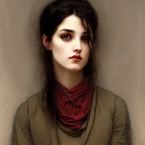 Prompt: portrait of a young woman, by bouguereau, tom bagshaw, wlop